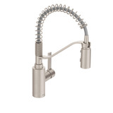 Moen Genta LX Stainless Spring Kitchen Faucet with Power Boost Modern Kitchen Faucet with One Handle Pre Rinse Easy Installation and Spot Resist Finish in Spot Resist Stainless - 5926SRS