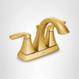 Moen Voss Transitional Two Handle High Arc Centerset Bathroom Faucet for 4 Inch 3 Hole Setup in Brushed Gold - 6901BG