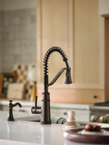 Moen Belfield Kitchen Faucet Modern Spring Kitchen Faucet with Power Boost Pre Rinse One Handle Easy Installation in Oil Rubbed Bronze - 5927ORB