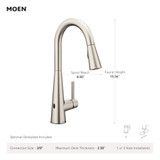Moen Sleek Motionsense Wave Sensor Touchless Kitchen Faucet One Handle Modern Kitchen Sink Faucet with Pulldown Sprayer Featuring Power Clean in Brushed Gold - 7864EWBG