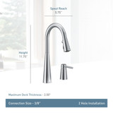 Moen Sleek Spot Resist Stainless One Handle High Arc Kitchen Faucet with In Deck Handle for 2 Hole Sink Setups in Spot Resist Stainless - 7871SRS