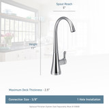 Moen Sip Transitional Cold Water Kitchen Beverage Faucet Optional Filtration System Available Sold Separately in Brushed Gold - S5520BG