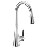 Moen Sinema Pulldown Kitchen Faucet with Power Boost and Reflex High Arc Modern Kitchen Faucet Easy Installation One Handle Accent for Customizing in Chrome - S7235