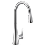 Moen Sinema Pulldown Kitchen Faucet with Power Boost and Reflex High Arc Modern Kitchen Faucet Easy Installation One Handle Accent for Customizing in Chrome - S7235