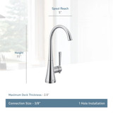 Moen Spot Resist Stainless Kurv One Handle High Arc Single Mount Cold Water Beverage Faucet with Optional Filtration System in Spot Resist Stainless - S5560SRS