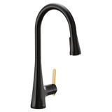Moen Sinema One Handle High Arc Pulldown Kitchen Faucet featuring Power Boost and Reflex in Matte Black - S7235BL