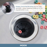Moen Host Series Garbage Disposal for Kitchen Sink with Power Cord Control Activation Sound Reduction in Black - GXB75C