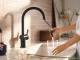 Moen Cia Pulldown Kitchen Faucet with Power Boost Includes Optional and Accents with in Matte Black - 7622BL