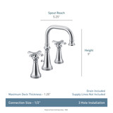 Moen Colinet Traditional Cross Handle Wall Mount Bathroom Faucet Trim in Brushed Gold - TS44105BG