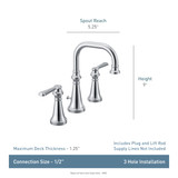 Moen Colinet Traditional Two Handle Widespread High Arc Bathroom Faucet with Lever Handles in Brushed Nickel - TS44102BN