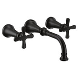 Moen Colinet Traditional Cross Handle Wall Mount Bathroom Faucet Trim in Matte Black - TS44105BL