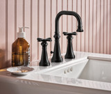 Moen Colinet Traditional Two Handle Widespread High Arc Bathroom Faucet with Cross Handles in Matte Black - TS44103BL