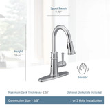 Moen Belfield Motionsense Wave Sensor Touchless One Handle Pulldown Kitchen Faucet Featuring Power Clean in Chrome - 7260EWC