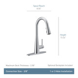 Moen Haelyn Stainless Kitchen Faucet Featuring Pulldown Sprayer with Power Boost for a Faster Clean Modern Kitchen Faucet Single Handle Easy Installation Spot Resist Finish in Matte Black - 7864BL