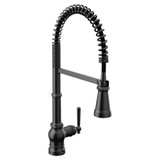Moen Paterson One Handle Spring Pulldown Kitchen Faucet with Power Boost for a Faster Clean Kitchen Faucet with Pull Down Sprayer in Matte Black - S72103BL