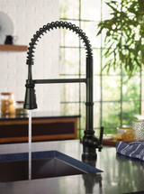 Moen Paterson One Handle Spring Pulldown Kitchen Faucet with Power Boost for a Faster Clean Kitchen Faucet with Pull Down Sprayer in Matte Black - S72103BL