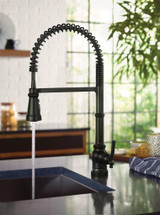 Moen Paterson One Handle Spring Pulldown Kitchen Faucet with Power Boost for a Faster Clean Kitchen Faucet with Pull Down Sprayer in Matte Black - S72103BL