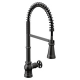 Moen Paterson One Handle Spring Pulldown Kitchen Faucet with Power Boost for a Faster Clean Kitchen Faucet with Pull Down Sprayer in Matte Black - S72103BL