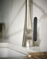 Moen Sinema Stainless Spring Pulldown Kitchen Faucet with Pre Rinse and Power Boost Modern Kitchen Faucet One Handle Easy Installation Spot Resist Finish in Spot Resist Stainless - S5235SRS