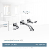 Moen Voss Two Handle Wall Mount Bathroom Faucet Trim Kit in Chrome - T6906