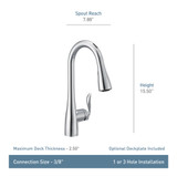 Moen Arbor Spot Resist Stainless Smart Faucet Touchless Pull Down Sprayer Kitchen Faucet with Voice Control and Power Boost in Stainless - 7594EVSRS