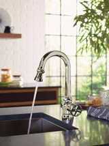 Moen Paterson One Handle Pulldown Bar Faucet with Power Clean Includes Interchangeable Handle in Chrome - S52003