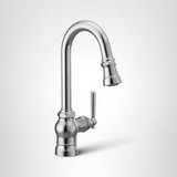 Moen Paterson One Handle Pulldown Bar Faucet with Power Clean Includes Interchangeable Handle in Chrome - S52003