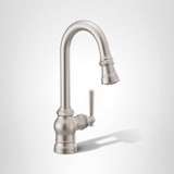 Moen Paterson One Handle Pulldown Bar Faucet with Power Clean Includes Interchangeable Handle Spot Resist Stainless in Spot Resist Stainless - S52003SRS