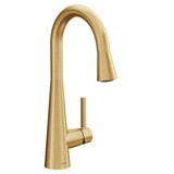 Moen Sleek One Handle High Arc Pulldown Modern Bar Faucet in Brushed Gold - 7664BG