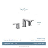 Moen Rizon Two Handle Widespread Bathroom Faucet in Chrome - T6920