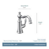 Moen Weymouth One Handle Single Hole Traditional Bathroom Sink Faucet with Drain Assembly in Chrome - S42107