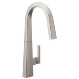 Moen Nio Spot Resist Stainless One Handle Pull down Kitchen Faucet with Power Clean Includes Secondary Finish Handle Option in Spot Resist Stainless - S75005SRS