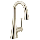 Moen Kurv Collection One Handle Pulldown Bar Faucet with Power Clean Featuring Reflex Polished in Polished Nickel - 6126NL