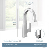 Moen Nio Spot Resist Stainless One Handle Bar Faucet Includes Secondary Finish Handle Option in Spot Resist Stainless - S55005SRS