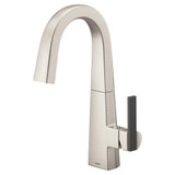 Moen Nio Spot Resist Stainless One Handle Bar Faucet Includes Secondary Finish Handle Option in Spot Resist Stainless - S55005SRS