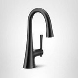Moen Kurv Collection One Handle Pulldown Bar Faucet with Power Clean Featuring Reflex in Matte Black - 6126BL