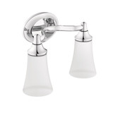 Moen Eva 2 Light Dual Mount Bath Bathroom Vanity Fixture with Frosted Glass in Chrome - YB2862CH