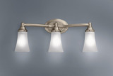 Moen Eva 3 Light Dual Mount Bathroom Vanity Fixture Bath Lighting with Frosted Glass in Brushed Nickel - YB2863BN