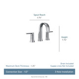 Moen Doux Two Handle 8 Inch Widespread Lever Handle Bathroom Faucet Trim Kit in Matte Black - TS6925BL