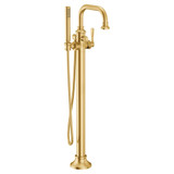 Moen Colinet One Handle Traditional Freestanding Floor Mount Tub Filler with Handshower in Brushed Gold - S44507BG