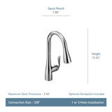 Moen Arbor One Handle Kitchen Faucet with Pull Down Sprayer Featuring Power Boost and Reflex in Chrome - 7594C