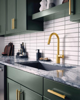 Moen One Handle Modern Kitchen Pulldown Faucet with Reflex Docking System and Power Clean Spray Technology in Brushed Gold - 7565BG