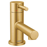 Moen One Handle Single Hole Low Profile Modern Bathroom Faucet with Drain Assembly in Brushed Gold - 6191BG