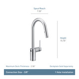 Moen Motionsense Wave One Sensor Touchless One Handle High Arc Modern Pulldown Kitchen Faucet with Reflex in Chrome - 7565EWC