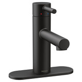 Moen One Handle Modern Bathroom Faucet with Drain Assembly and Optional Deckplate in Matte Black - 6190BL