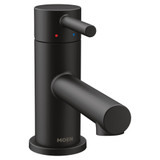 Moen One Handle Single Hole Low Profile Modern Bathroom Faucet with Drain Assembly in Matte Black - 6191BL