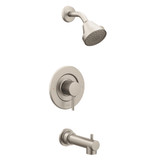 Moen Eco Performance Posi Temp Pressure Balancing Modern Tub and Shower Trim Kit Featuring Shower Head Lever Handle and Tub Spout in Brushed Nickel - T2193EPBN