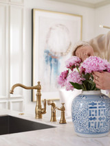 Moen Traditional Deck Mounted Kitchen Soap Dispenser with Above the Sink Refillable Bottle in Brushed Gold - S3945BG