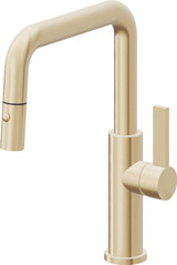 California Faucets Corsano Pull-Down Kitchen Faucet with Button Sprayer - Quad Spout in Satin Brass - K51-103-FB-SB