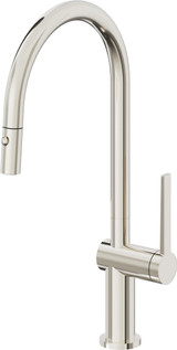 California Faucets La Spezia Pull-Down Kitchen Faucet with Button Sprayer - High Arc Spout in Polished Nickel - K55-100-TG-PN